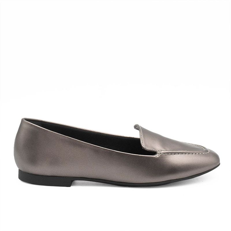 Mocassim Zatta Liso Bico Quadrado Silvana Prata Velho