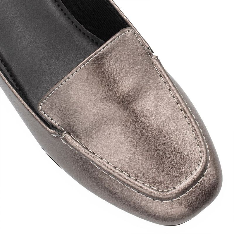 Mocassim Zatta Liso Bico Quadrado Silvana Prata Velho