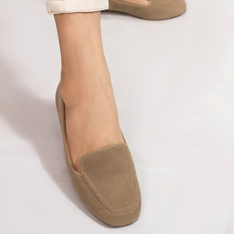 Mocassim Zatta Liso Bico Quadrado Silvana Taupe