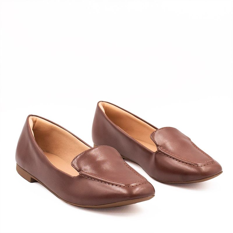 Mocassim Zatta Liso Bico Quadrado Silvana Marrom