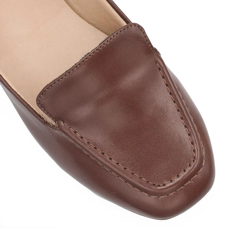 Mocassim Zatta Liso Bico Quadrado Silvana Marrom