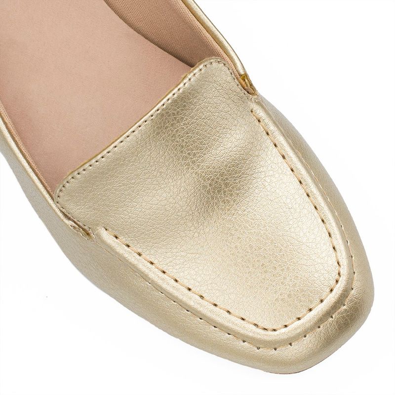 Mocassim Zatta Liso Bico Quadrado Silvana Dourado