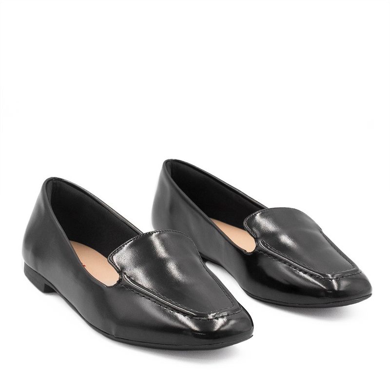 Mocassim Zatta Liso Bico Quadrado Silvana Preto