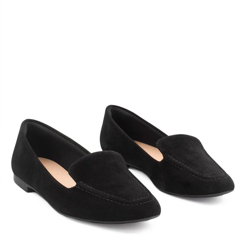 Mocassim Zatta Liso Bico Quadrado Silvana Camurça Preto