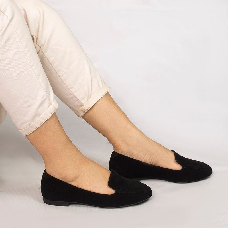 Mocassim Zatta Liso Bico Quadrado Silvana Camurça Preto