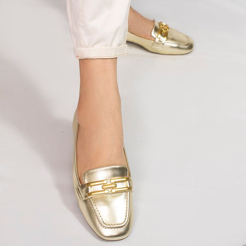 Mocassim Zatta Detalhe de Fivela Sirley Dourado