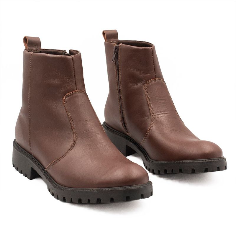 Bota Zatta Coturno Couro Tratorada Lola Marrom