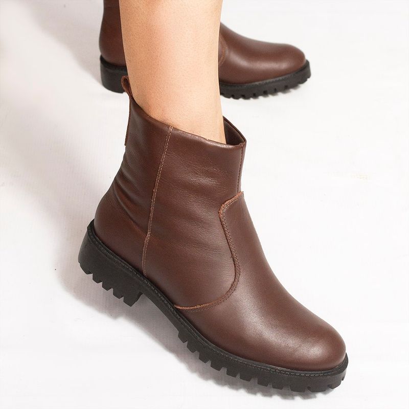 Bota Zatta Coturno Couro Tratorada Lola Marrom