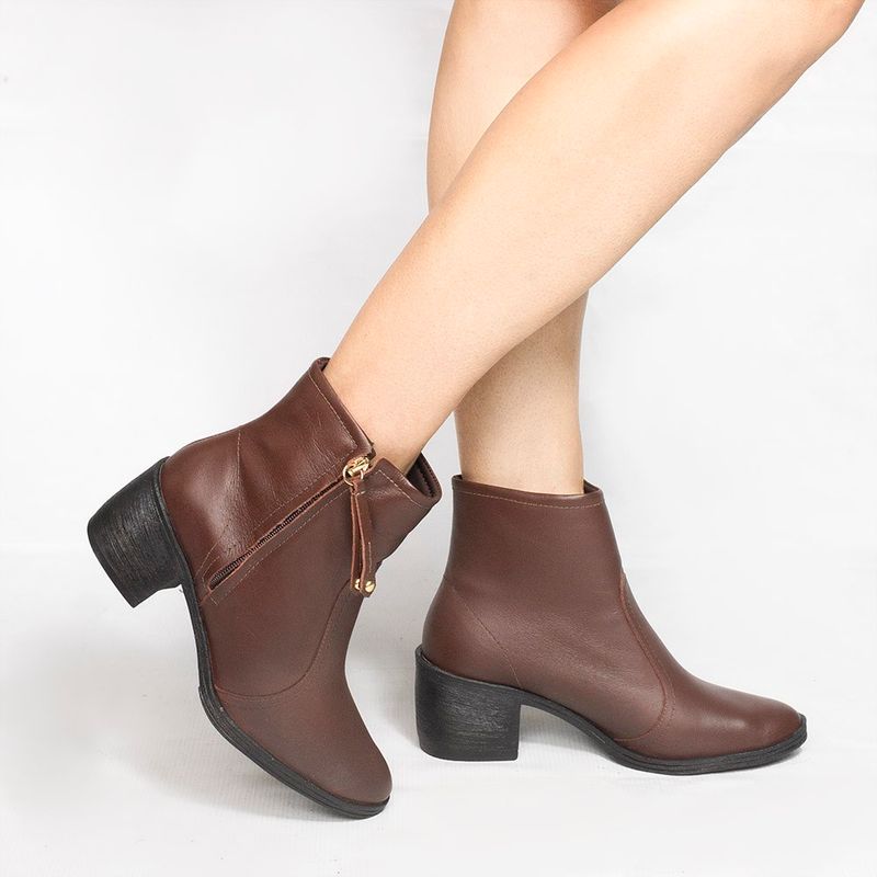 Bota Zatta Cano Médio Salto Bloco Violeta Marrom