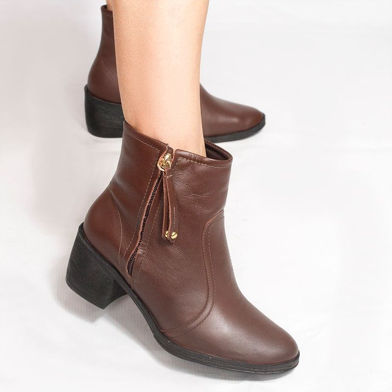 Bota Zatta Cano Médio Salto Bloco Violeta Marrom