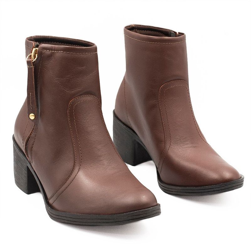 Bota Zatta Cano Médio Salto Bloco Violeta Marrom