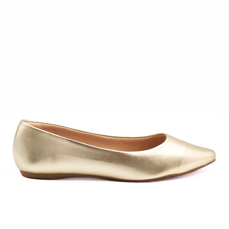 Sapatilha Zatta Flat Bico Fino Noely Dourada