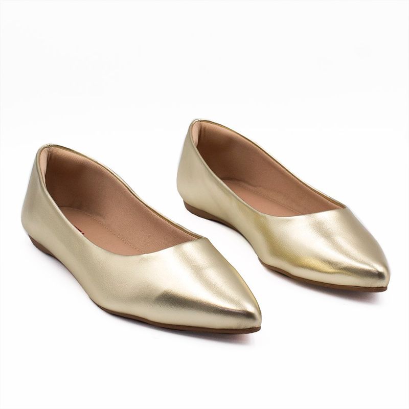Sapatilha Zatta Flat Bico Fino Noely Dourada