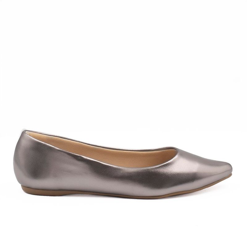 Sapatilha Zatta Flat Bico Fino Noely Prata Velho