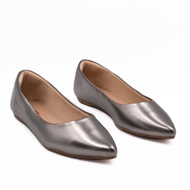 Sapatilha Zatta Flat Bico Fino Noely Prata Velho