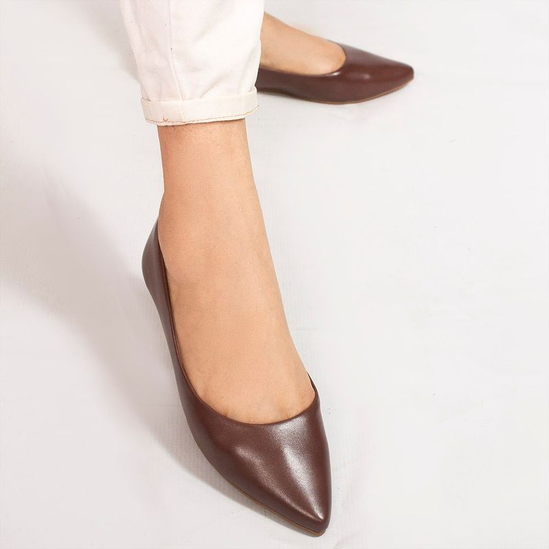 Sapatilha Zatta Flat Bico Fino Noely Marrom