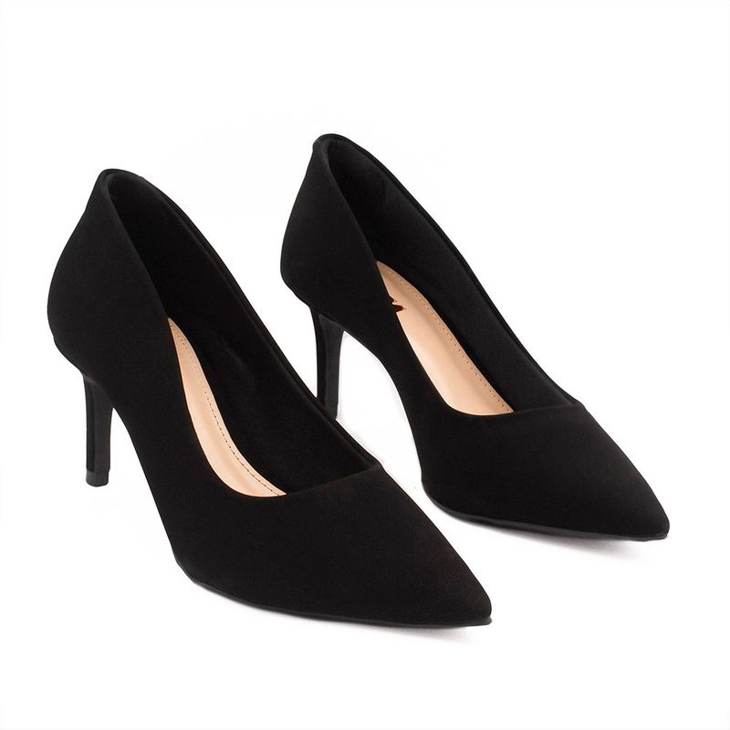 Scarpin Zatta Bico Fino Salto Médio Lolita  Nobuck Preto