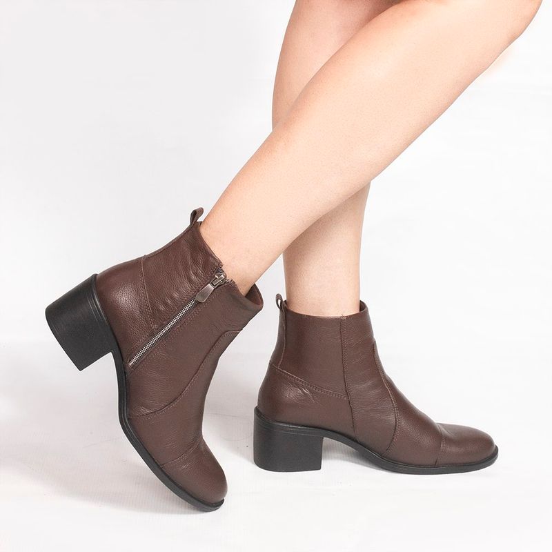 Bota Zatta Salto Bloco Couro Jovita  Marrom