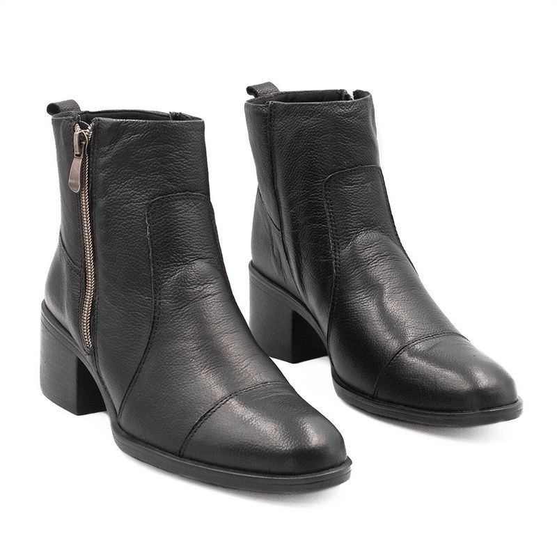 Bota Zatta Salto Bloco Couro Jovita Preta