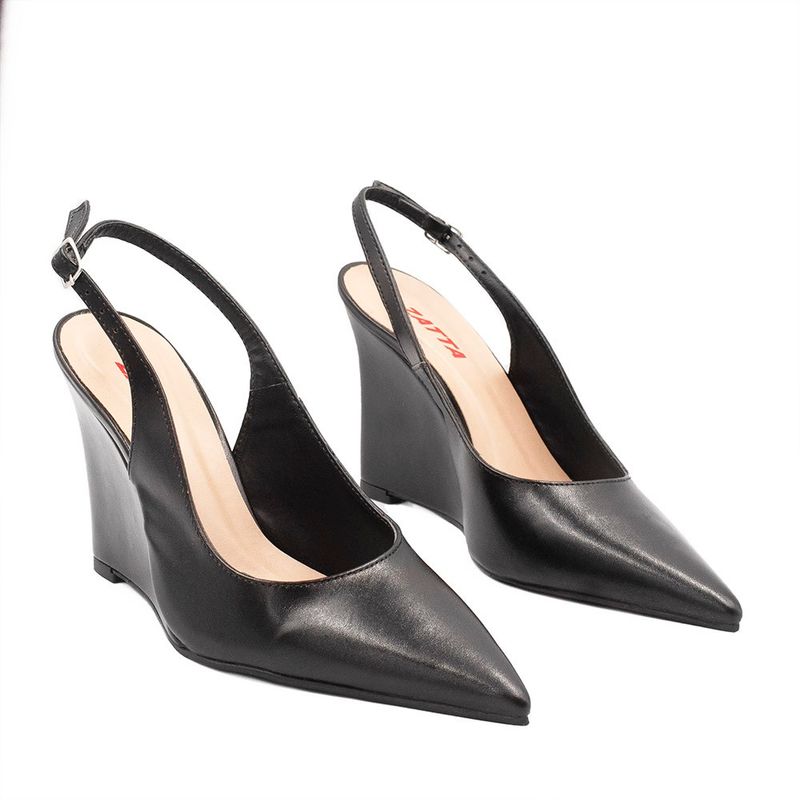 Scarpin Slingback Zatta Anabela  Analu Preto
