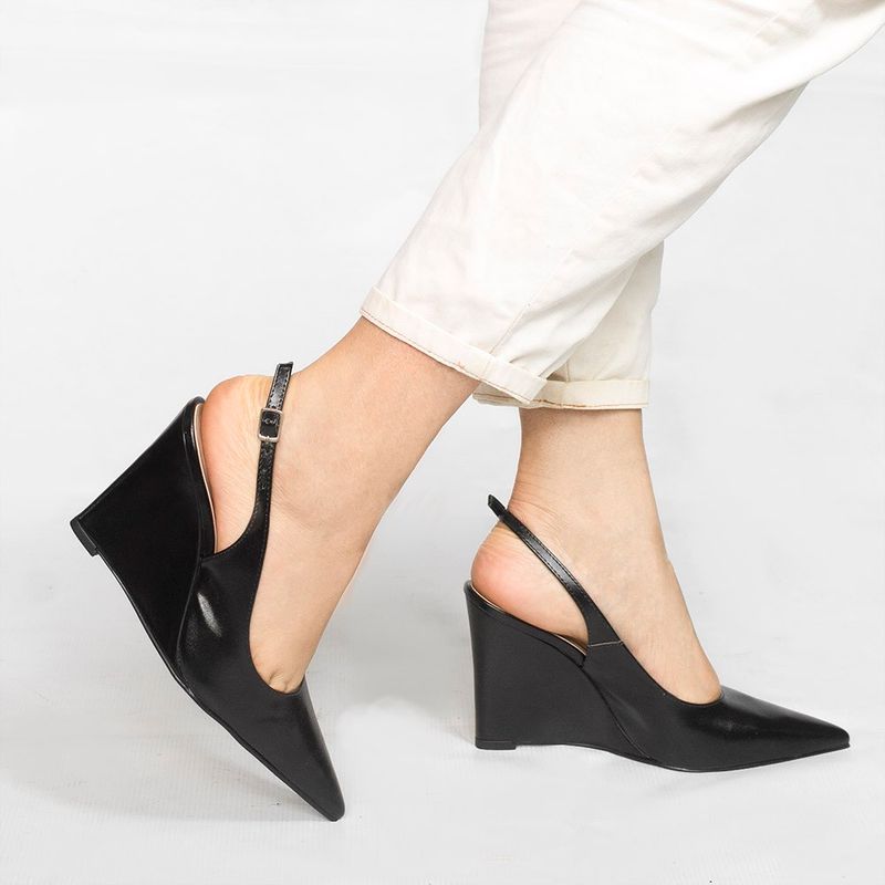 Scarpin Slingback Zatta Anabela  Analu Preto