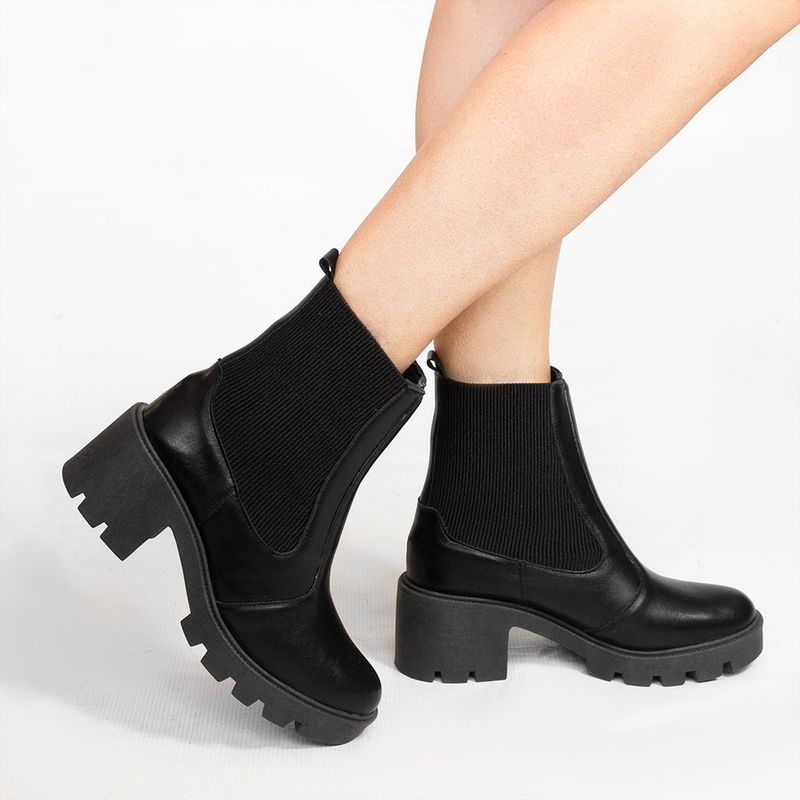 Bota Zatta Coturno Cano Médio Elástico Ariel Preta