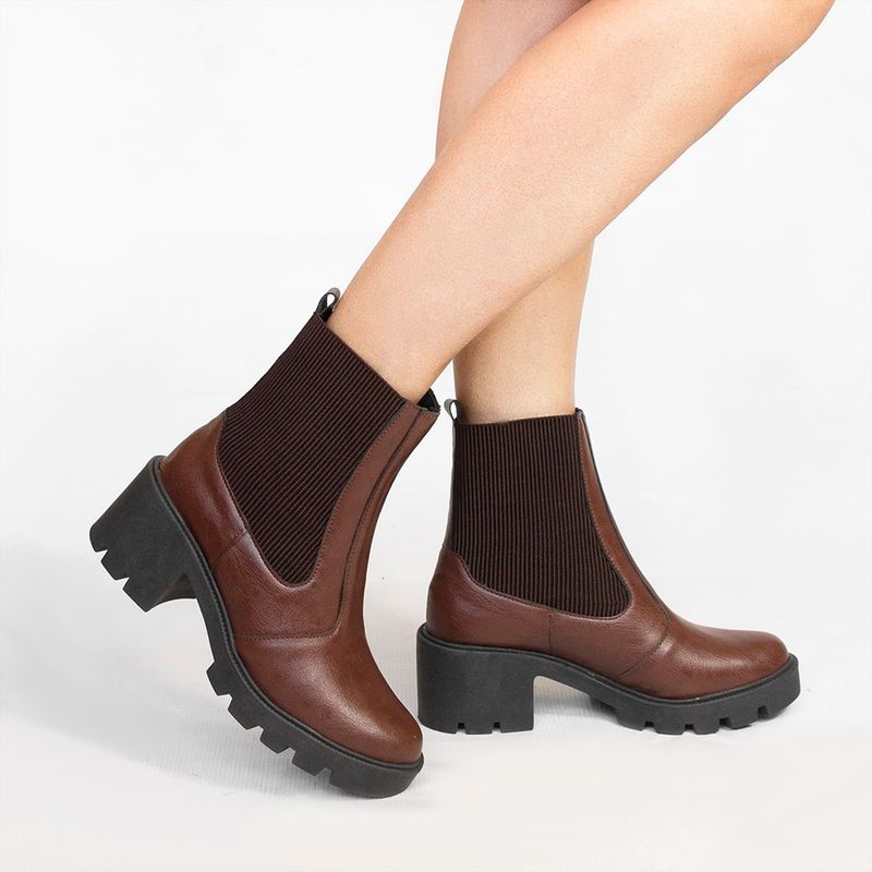 Bota Zatta Coturno Cano Médio Elástico Ariel Marrom