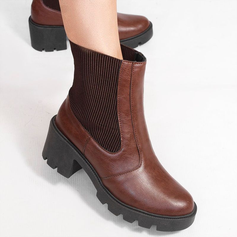 Bota Zatta Coturno Cano Médio Elástico Ariel Marrom