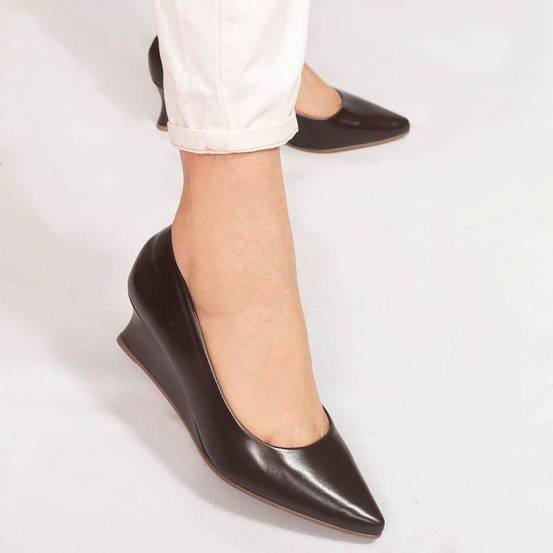 Scarpin Zatta  Anabela  Alexia Marrom