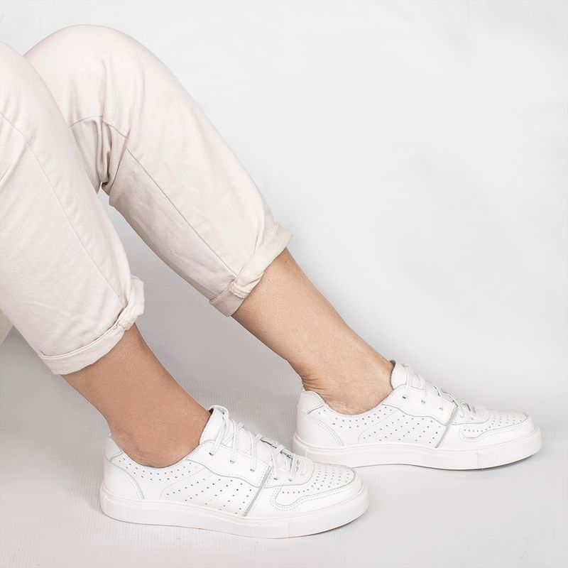 Tênis Zatta Casual em Couro Laura Branco