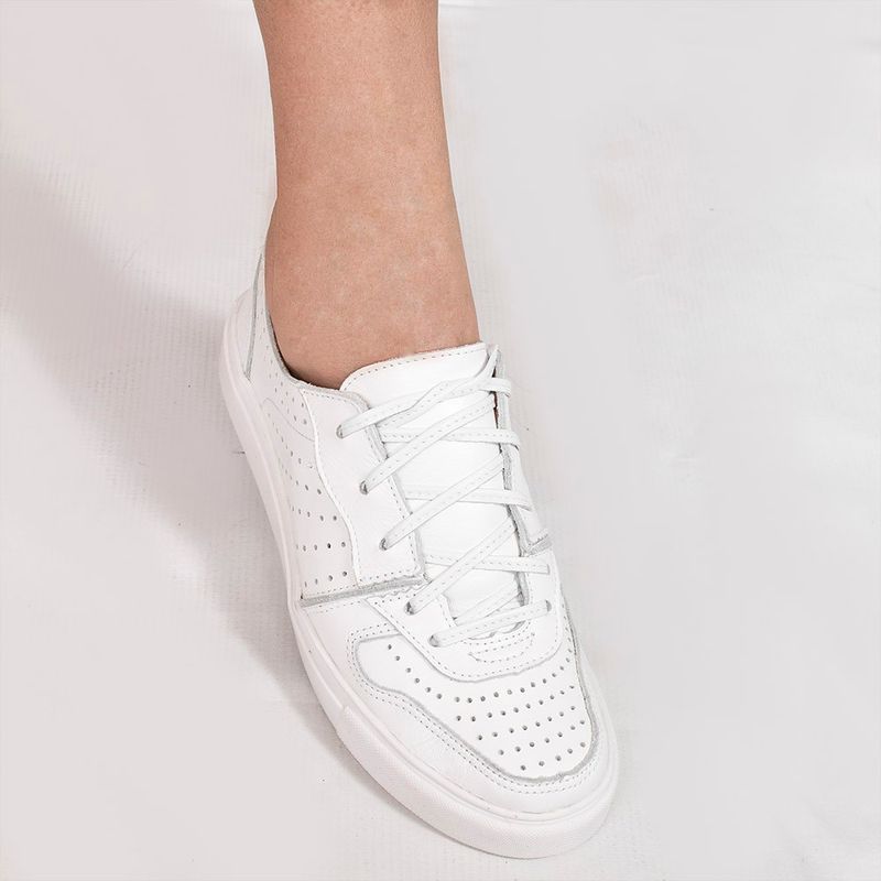 Tênis Zatta Casual em Couro Laura Branco