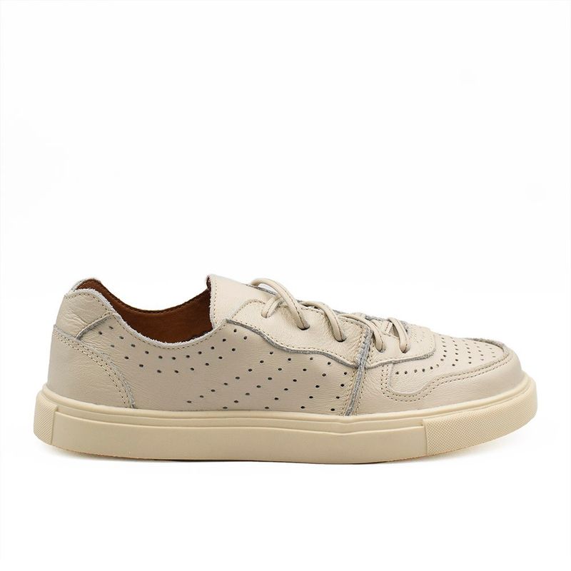 Tênis Zatta Casual em Couro Laura Off White