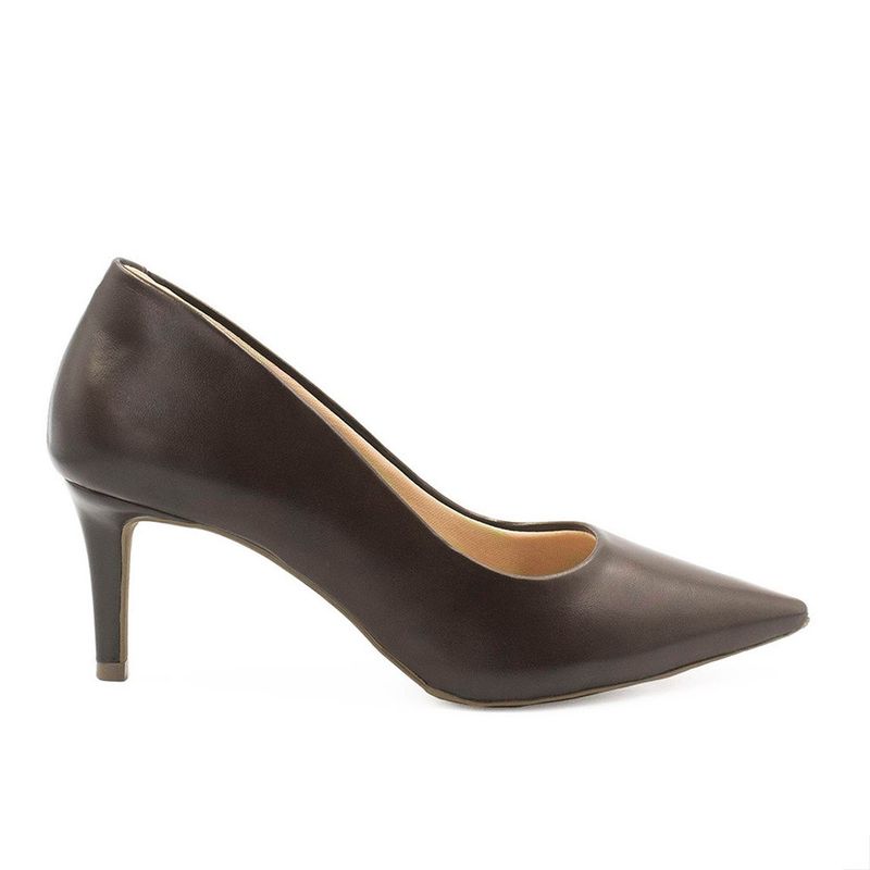 Scarpin Salto Baixo Bico Fino Lolita Marrom
