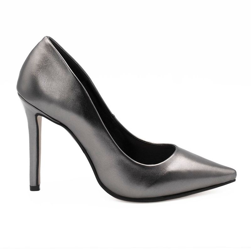 Scarpin Salto Alto Bico Fino Suzy Prata Velho