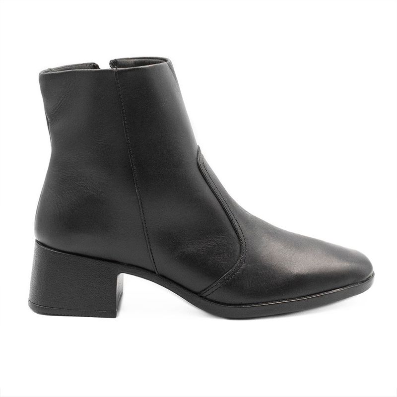 Bota Zatta Bico Quadrado Salto Bloco Couro Clarice Preta