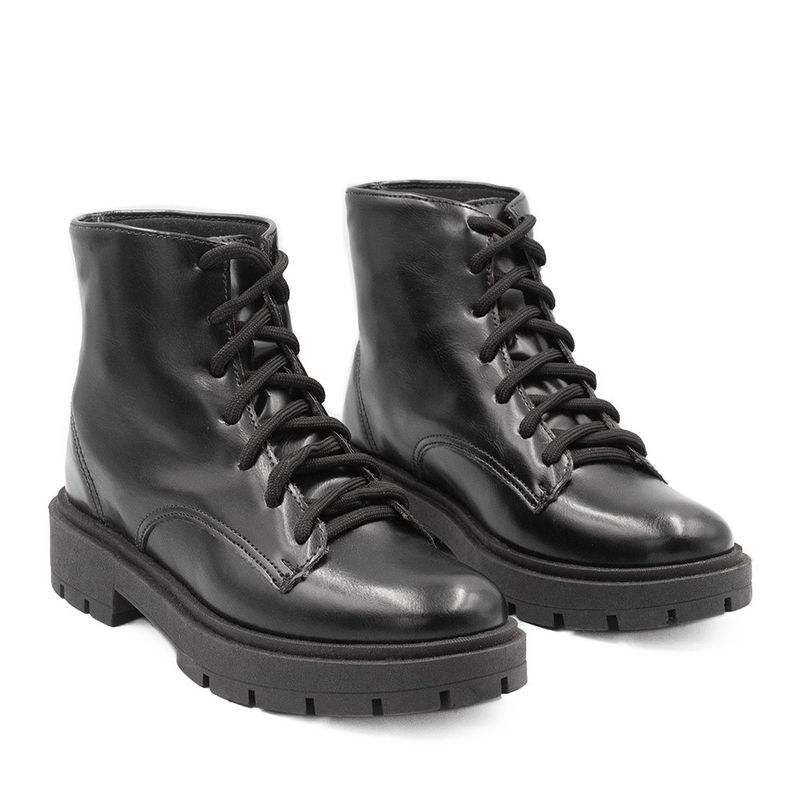 Bota Coturno Zatta Básica Cadarço  Raissa Preta