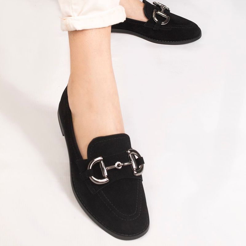 Mocassim Zatta Fivela Morgana Camurça Preto 