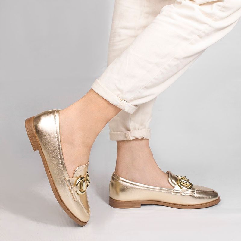 Mocassim Zatta Fivela Morgana Dourado