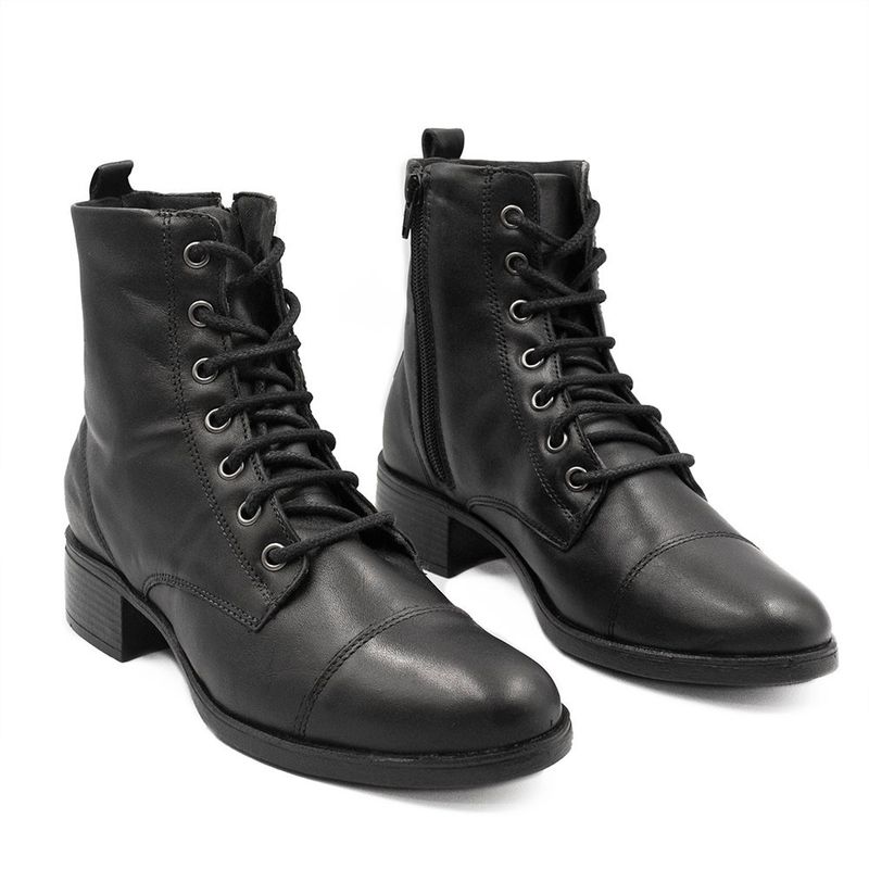 Bota Coturno Zatta Básica Couro Luiza Preto