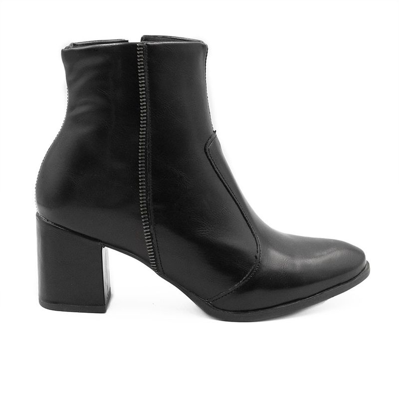 Bota Zatta  Cano Curto  Salto Bloco Ziper Nikita Preta