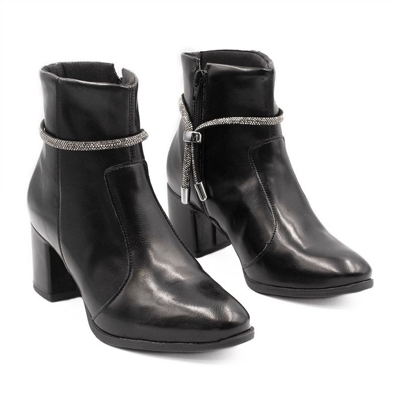 Bota Zatta Salto Bloco Strass Nancy Preta