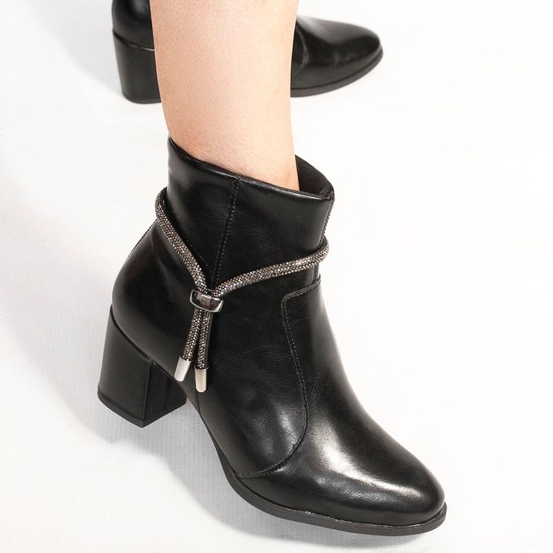 Bota Zatta Salto Bloco Strass Nancy Preta
