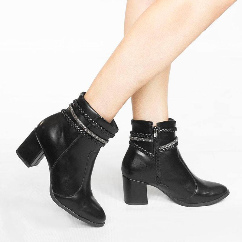 Bota Zatta Salto Bloco Trança Carla Preta