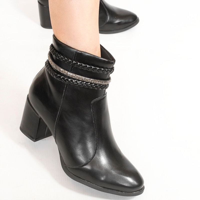 Bota Zatta Salto Bloco Trança Carla Preta