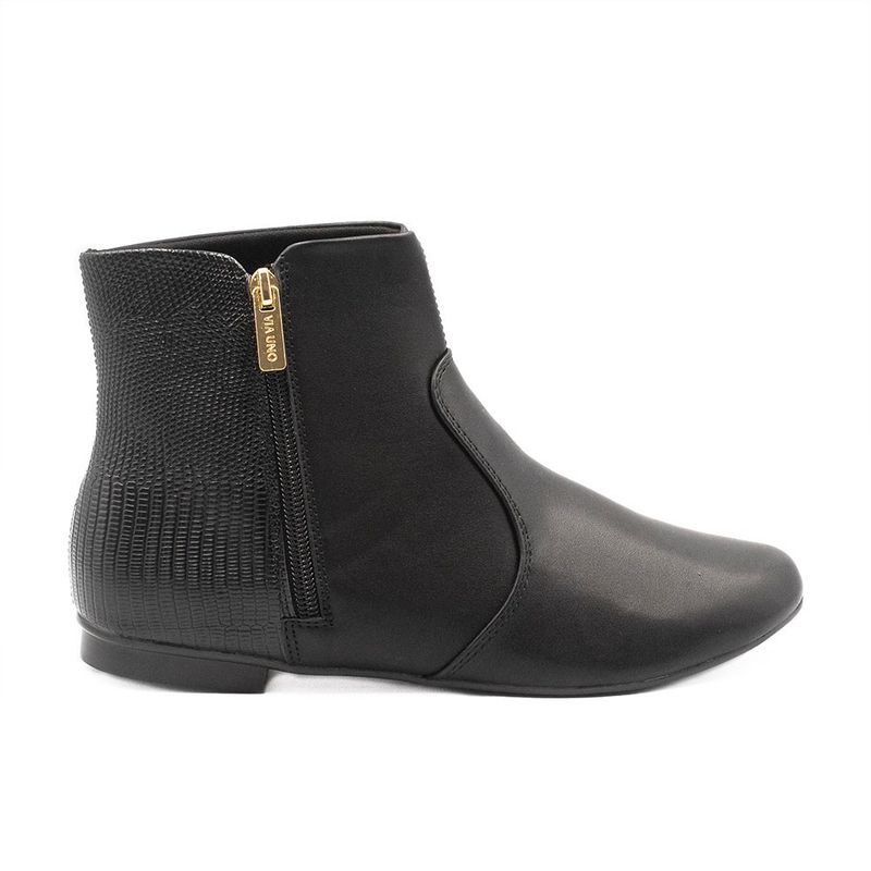 Bota Zatta Flat Cano Curto Núbia Preta