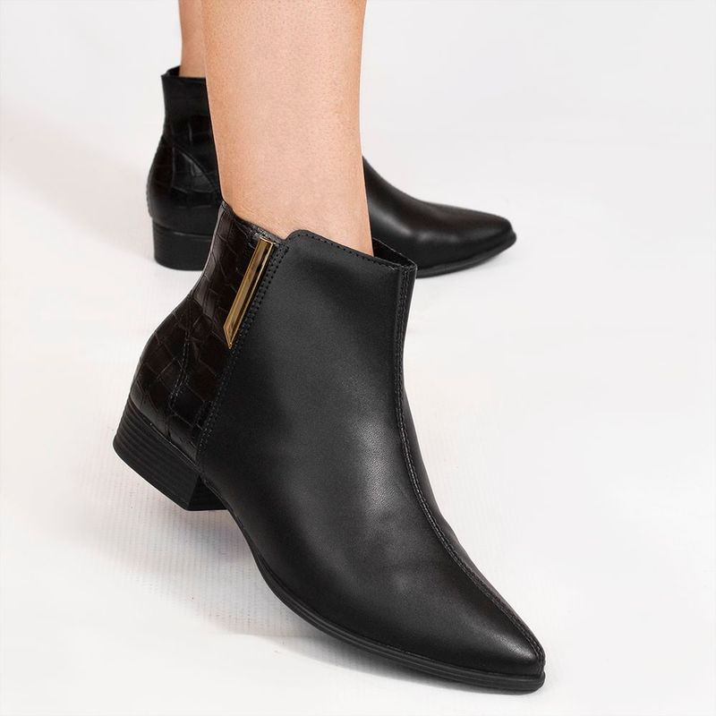 Bota Zatta Cano Curto Bico Fino Evelyn Preta