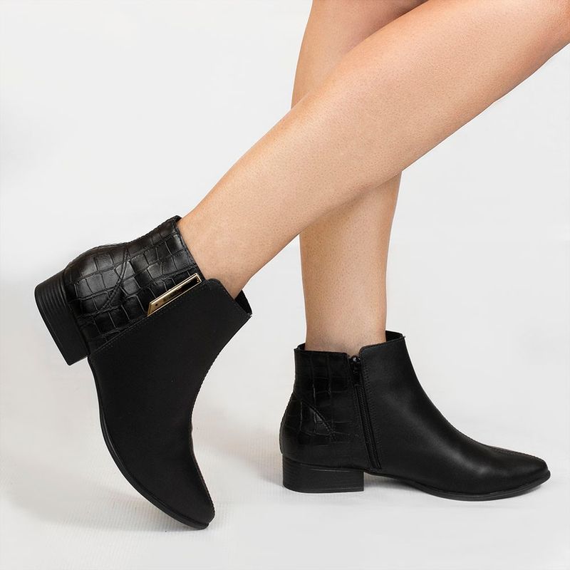 Bota Zatta Cano Curto Bico Fino Evelyn Preta