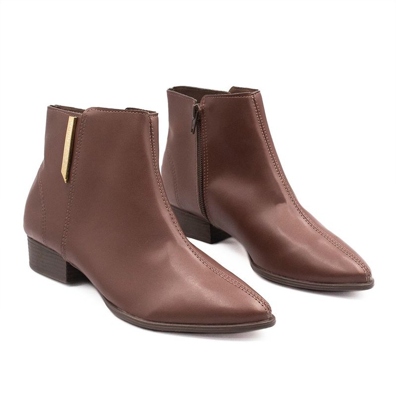 Bota Zatta Cano Curto Bico Fino Evelyn Marrom