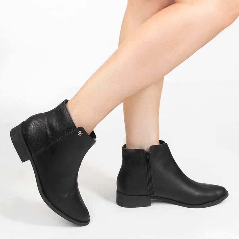 Bota Zatta Montaria Lizard Cano Curto Marilia Preto