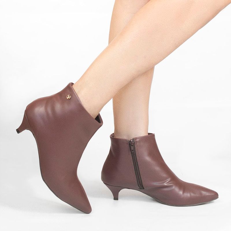 Bota Zatta Cano Curto Bico Fino Marlene Marrom